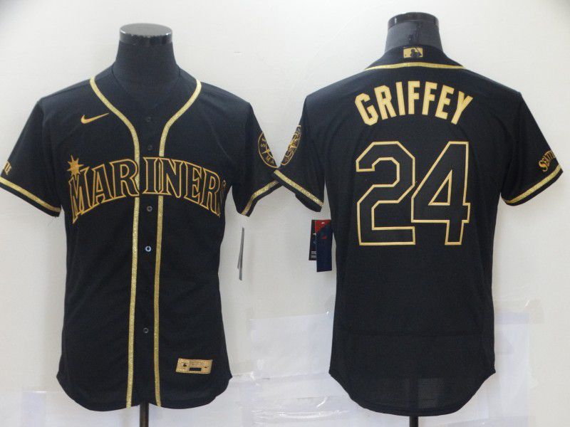 Men Seattle Mariners #24 Griffey Black Elite Nike 2021 MLB Jerseys